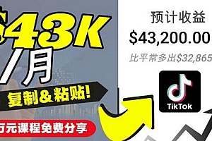 2022抖音国际版Tiktok赚钱项目：每天上传一个视频就轻松月入$43200