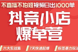 推易电商·2022年抖音小店爆单营【更新11月】，不直播，不拍短视频，日出1000单